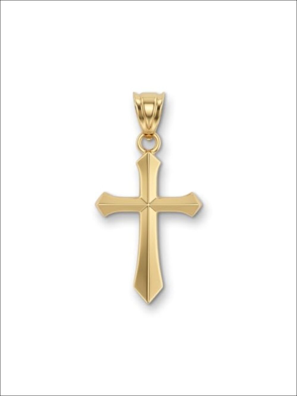 14K Yellow Gold Angled Cross Pendant for Necklace